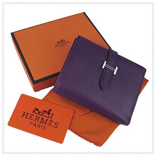 Hermes Bearn Mini Gusset Wallet Purple